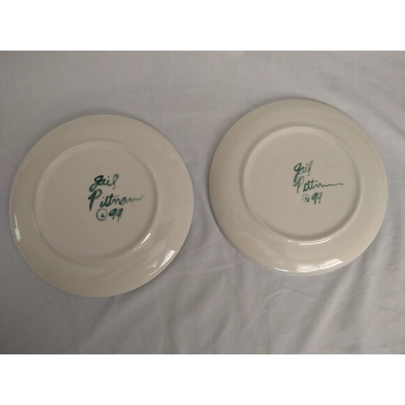 Set Of 2 Gail Pittman 7 1/2" Garden View Salad Dessert Plates Hand Painted 1999 - Picture 15 of 16